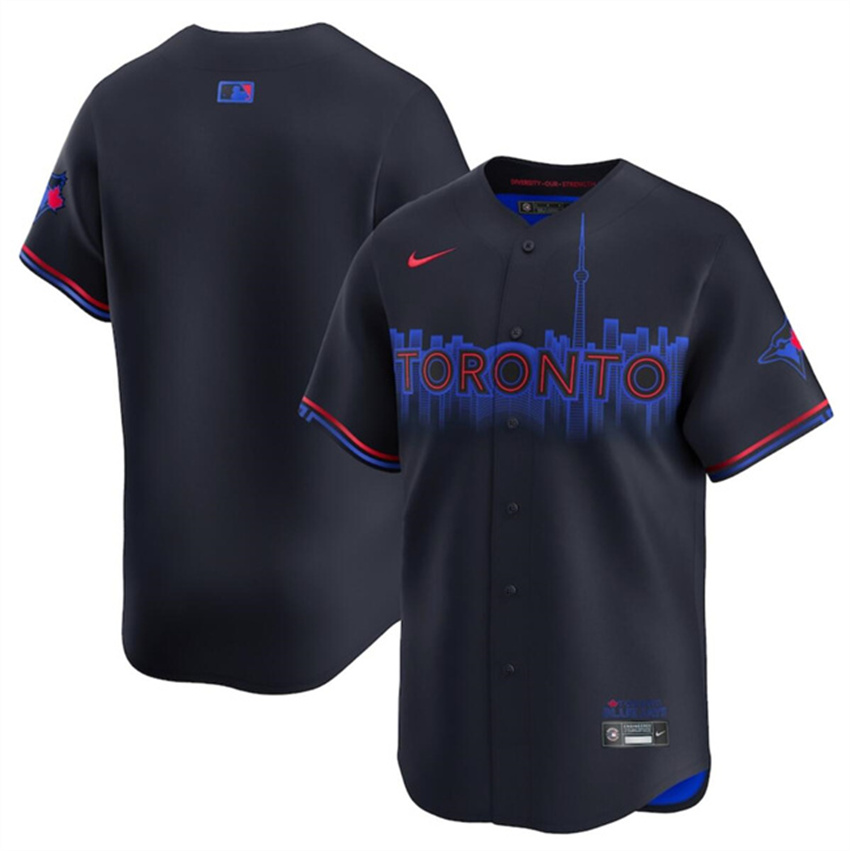 Men's Navy Toronto Blue Jays Blank 2024 City Connect Limited Stitched Baseball Jersey